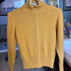 Women’s Mustard Zip-Front Mock Neck Cardigan